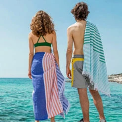 TOWEL TO GO Bali Hammam Towel Orange/Beige, With Recycled Gift Box -Parfumwelt Beige with Recycled Gift Box.f1f53d26